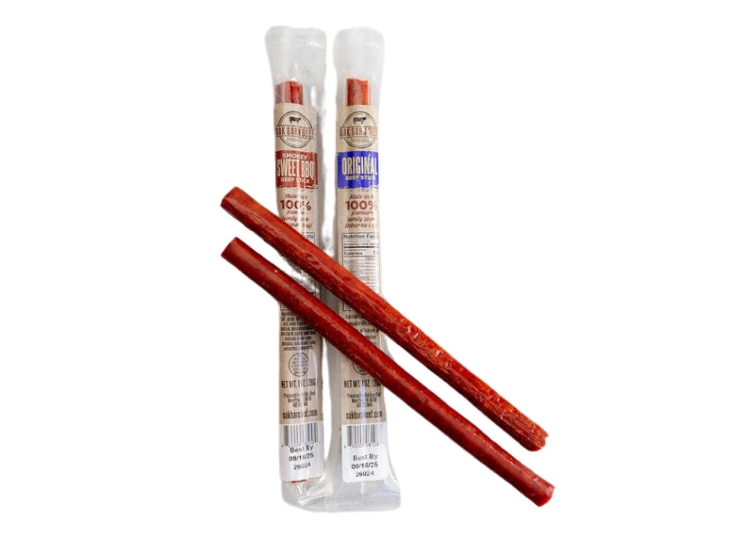 Oak Barn Beef individually wrapped Beef Sticks - Protein Snack, oakbarnbeef.com