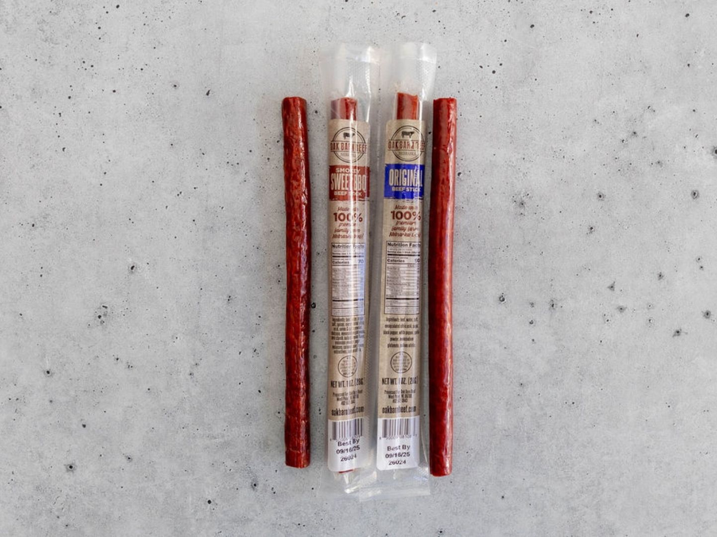 Oak Barn Beef individually wrapped Beef Sticks - Protein Snack, oakbarnbeef.com