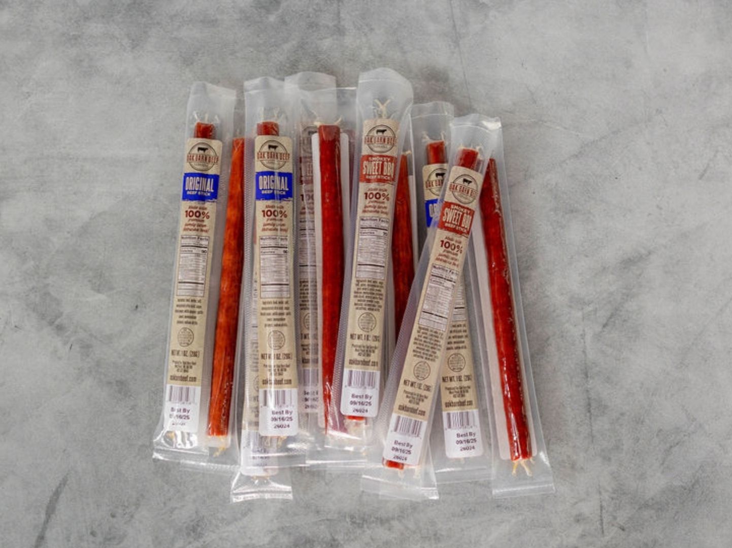 Oak Barn Beef individually wrapped Beef Sticks - Protein Snack, oakbarnbeef.com