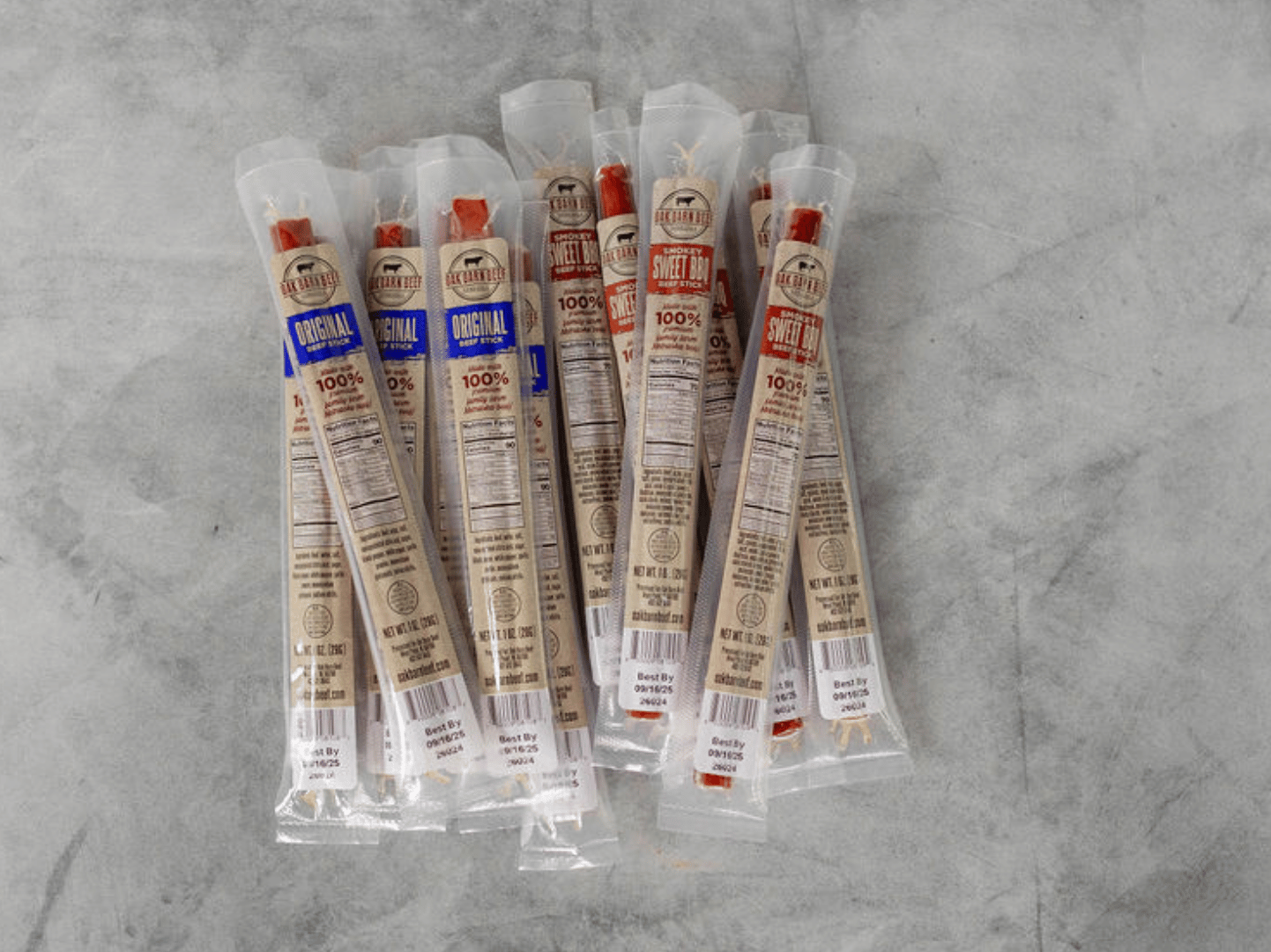 Oak Barn Beef individually wrapped Beef Sticks - Protein Snack, oakbarnbeef.com