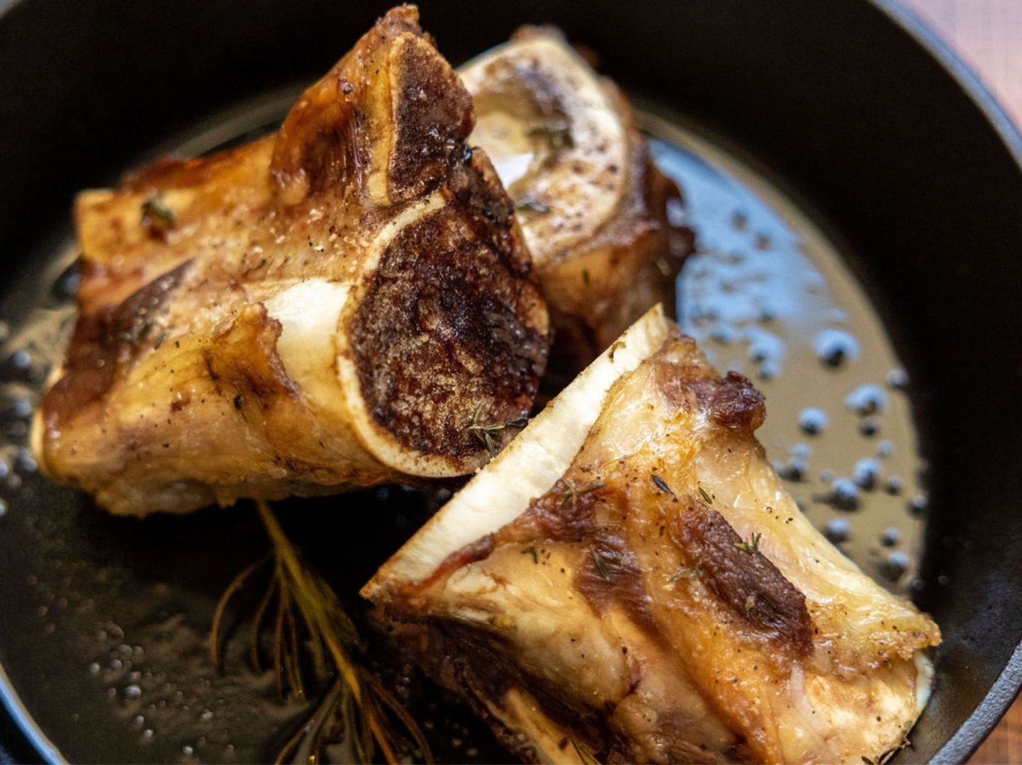 Oak Barn Beef Marrow Bones cooked, oakbarnbeef.com
