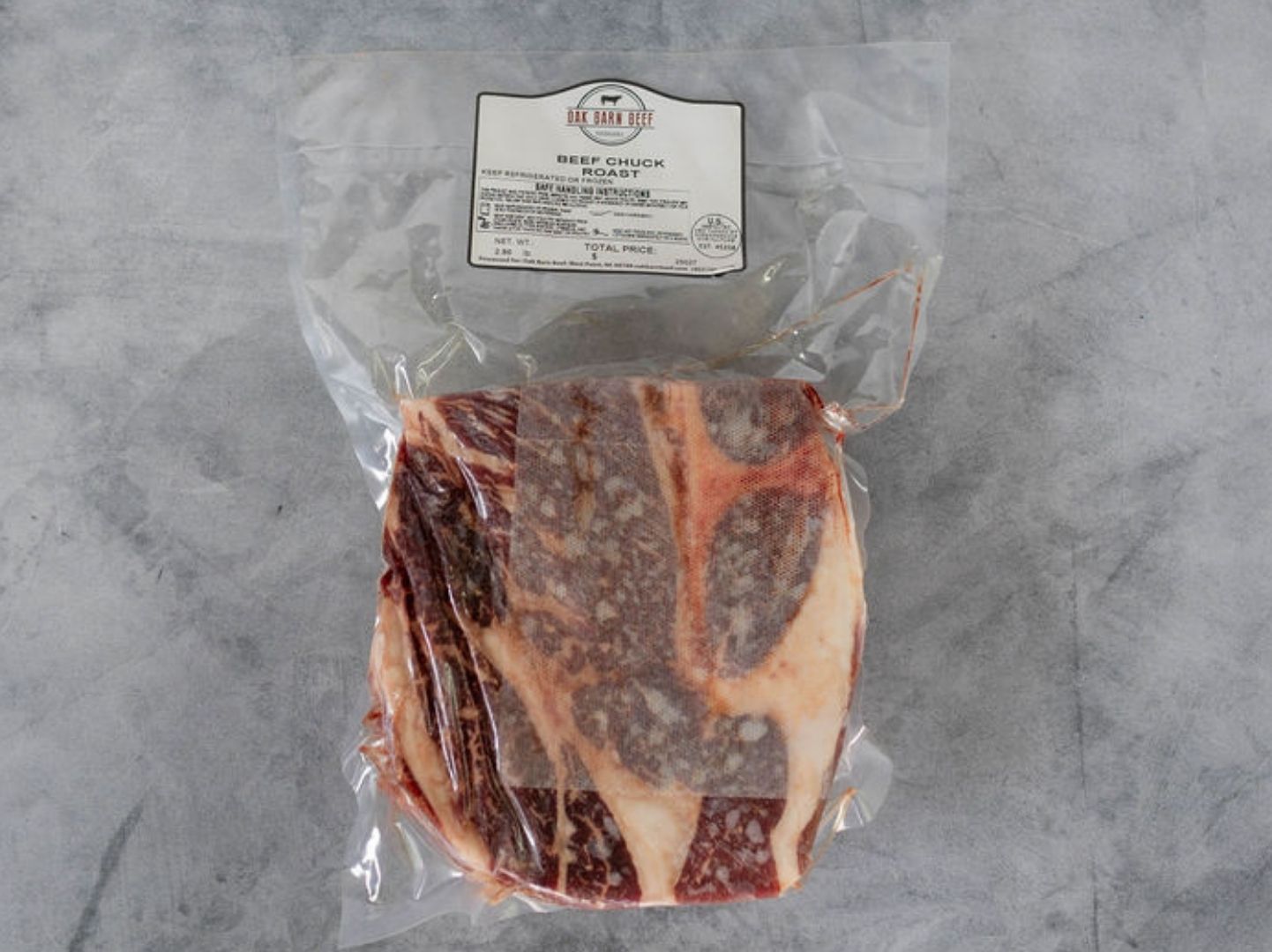 Oak Barn Beef chuck roast raw, oakbarnbeef.com