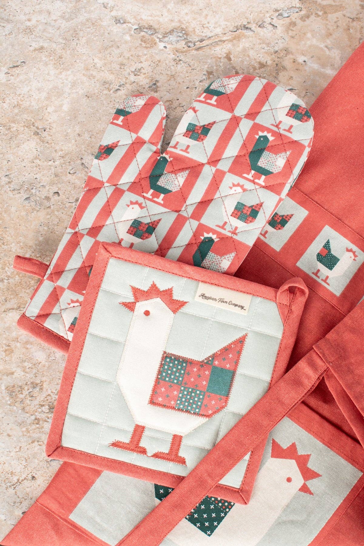 Chicken Oven Mitt & Pot Holder Set