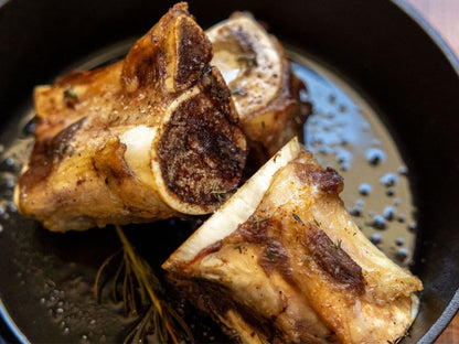 Oak Barn Beef Marrow Bones cooked, oakbarnbeef.com