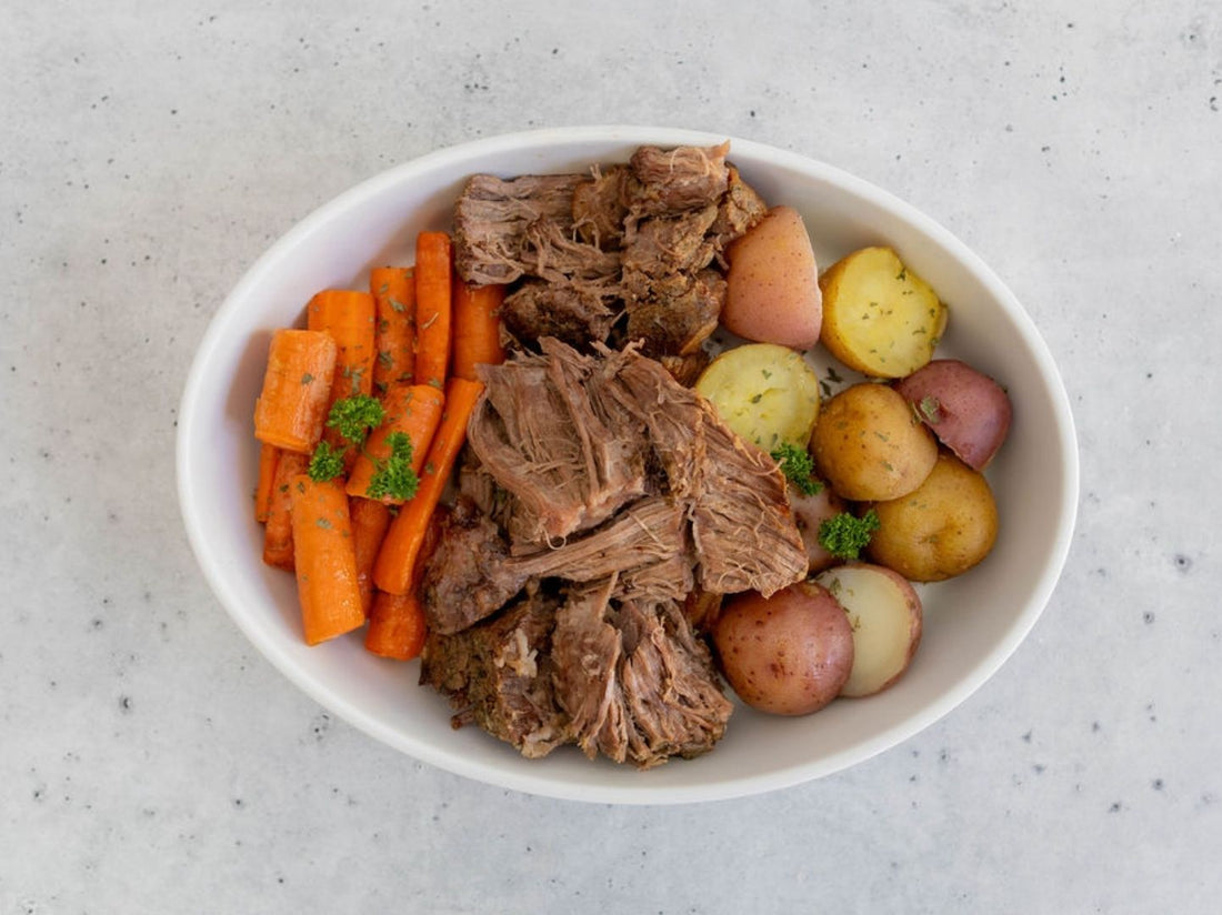 Oak Barn Beef chuck roast cooked, oakbarnbeef.com