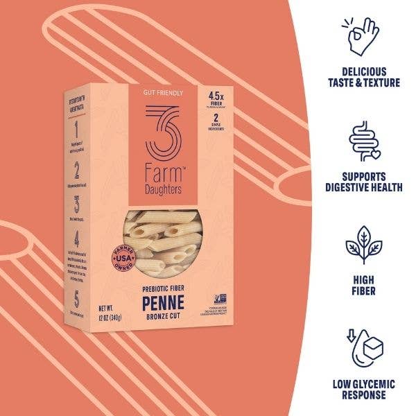 High Fiber Penne - Gut Friendly, Low GI, USA Grown Pasta