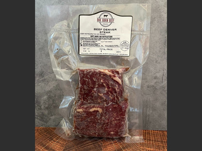 Oak Barn Beef Denver Steak packaged | Nebraska Raised Beef, oakbarnbeef.com