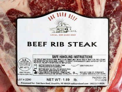 Oak Barn Beef Ribeye Steak Bone-In, Nebraska Raised, oakbarnbeef.com